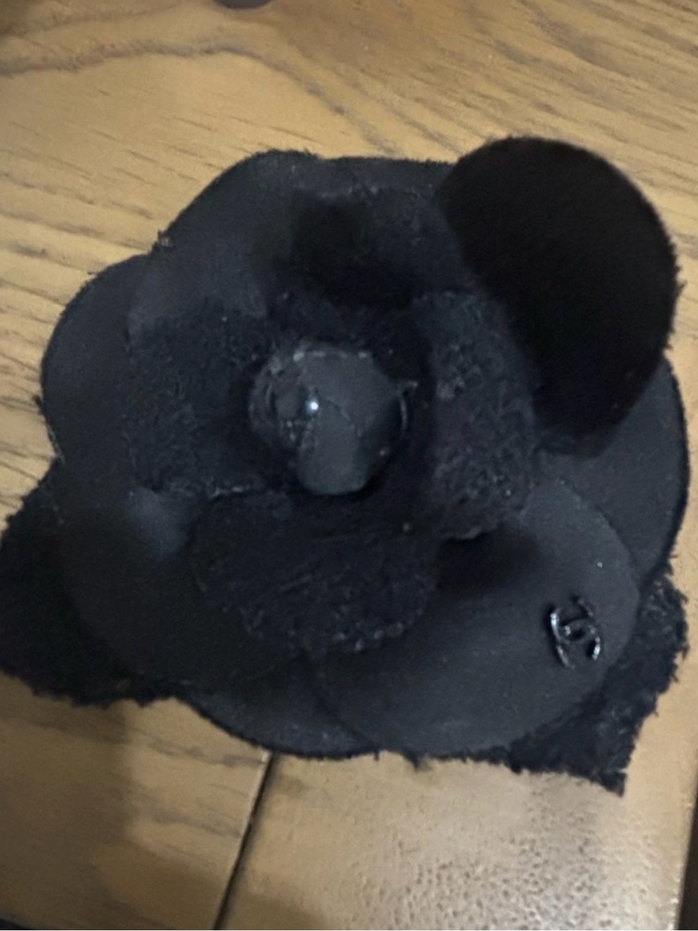 CHANEL Black Fabric Flower Pin Brooch - Picture 3 of 3